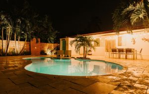 VV Pool and Garden at Night - Villa Victoriana Gay Guesthouse near Fort Lauderdale Beach